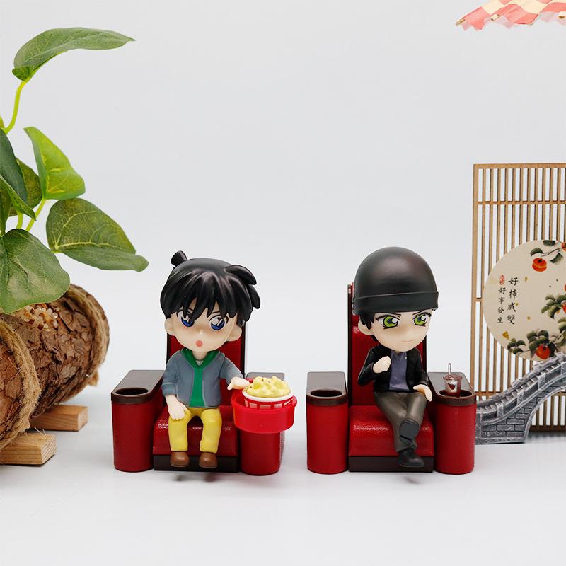 6pcs/set Anime Detective Conan Cinema Scene kawaii Action Figure PVC Model statue Toys doll Desk Decor Collectible Gifts