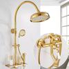 Tuqiu Gold Bathroom Shower Faucet Set Chrome Bathroom Rainfall Shower Mixer Tap Polished Gold Brass Bath and Shower Faucet Set