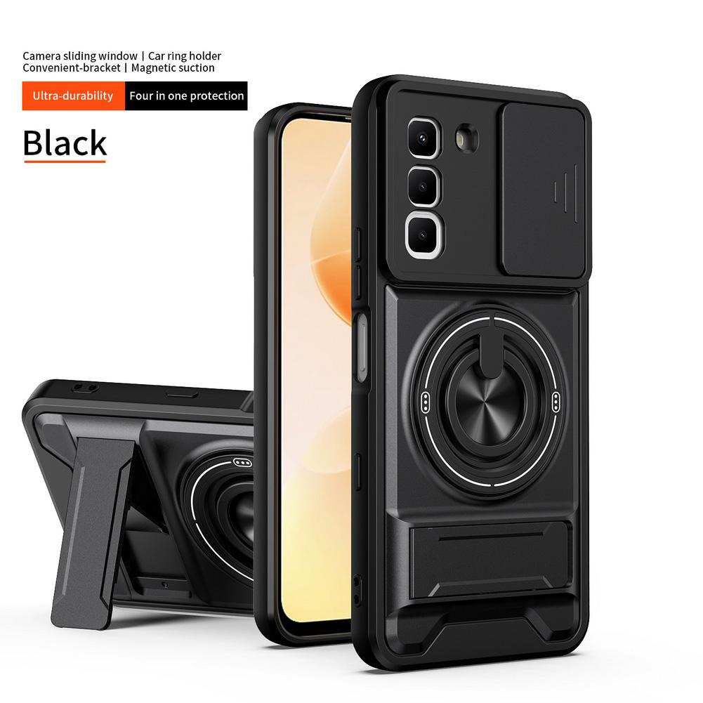 Чехол-броня из ПК+ТПУ для Infinix Hot 70 60i Pro Plus 50 Note 60 Pro 50X 50S 4G 5G с выдвижным окном, магнитным держателем, защитная крышка