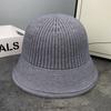 Knitted Fishing Cap Autumn Winter Fleece Round Top Hat Fashion Bucket Hat  Outdoor