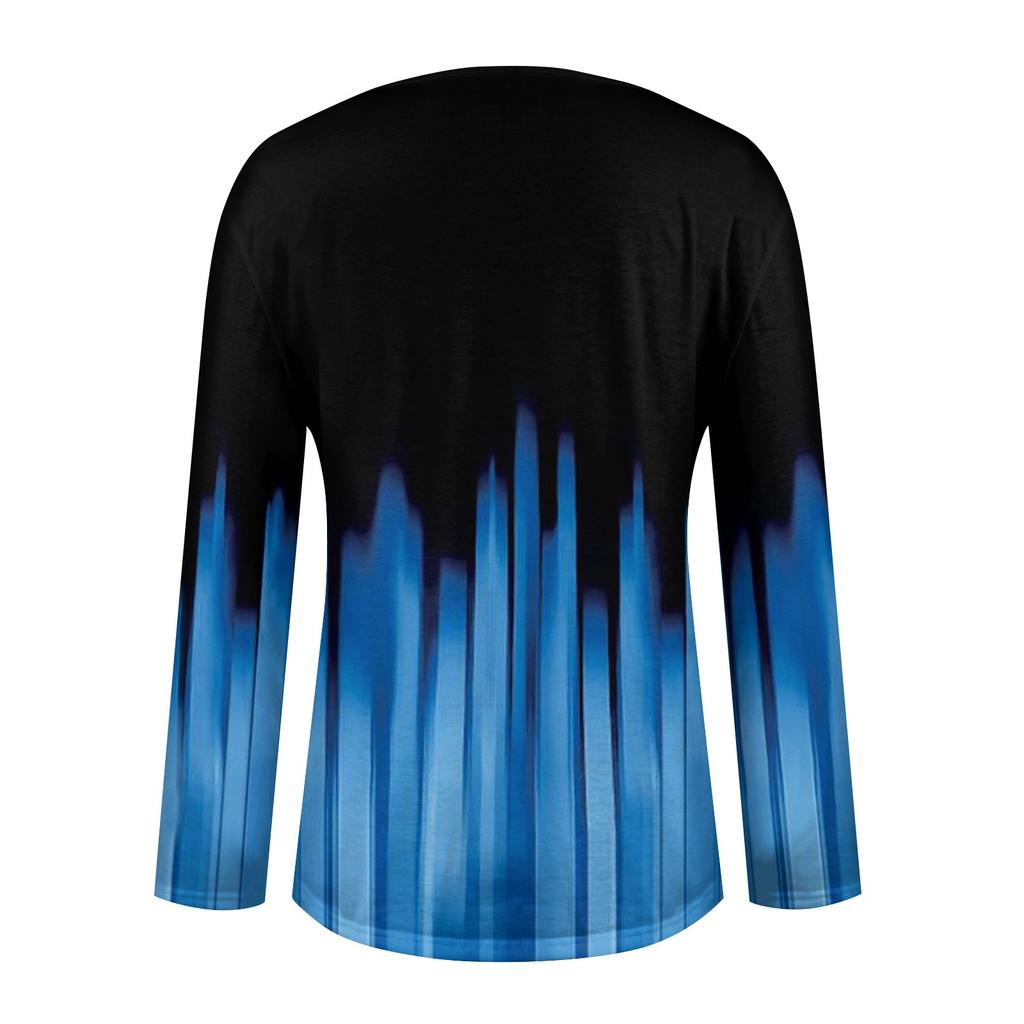 Womens Long Sleeve Tops V Neck Shirts Casual Flower Print Basic Trendy Tee Blouses Fall Tunic Outfits Fitted T Shirts