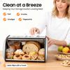 Large Stainless Steel Bread Box with Vents, 17.1 Inch Kitchen Bread Storage for Bread Pastries Biscuits, Modern Silver Organizer