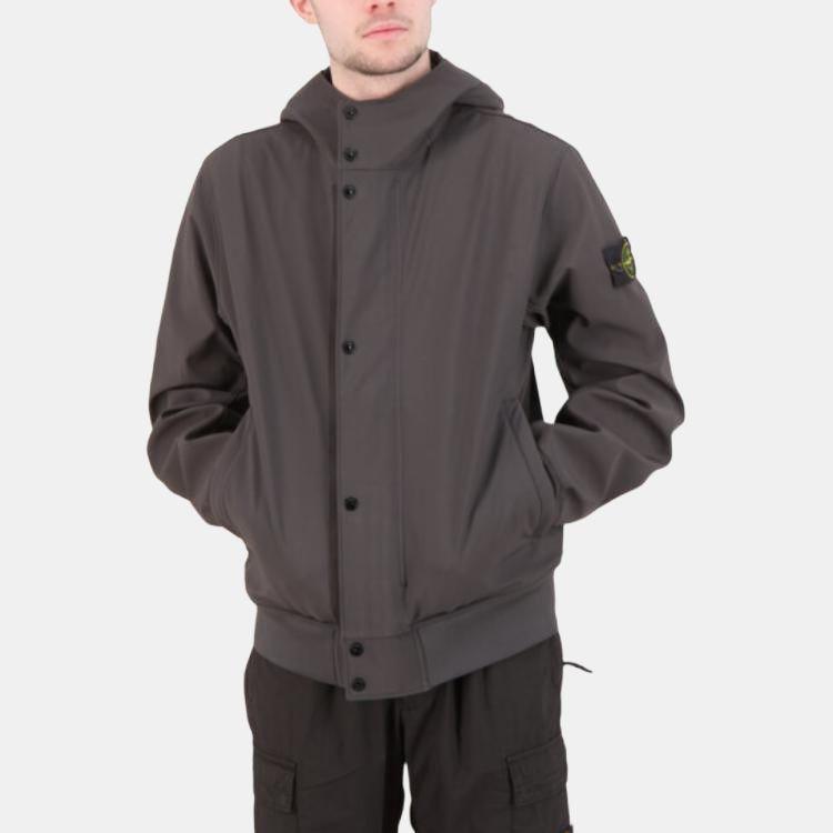 STONE ISLAND SS25 Куртка софтшелл однотонная повседневная с капюшоном, длинным рукавом, ветрозащитная, водонепроницаемая, дышащая, мужская K1S1541000-90S0A22-V0065