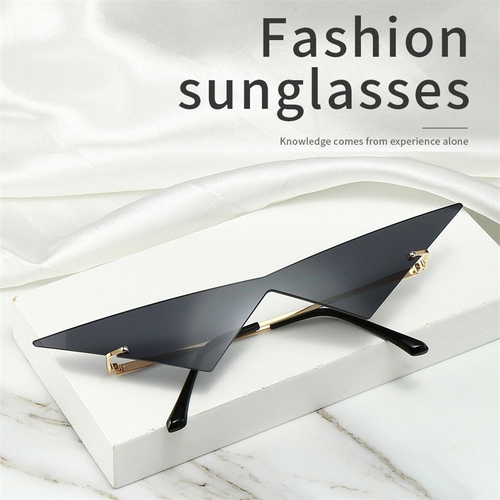 UV400 Ocean Lens Rimless Hip Hop Sunglasses Sun Glasses Women Triangle Sunglasses Eyewear