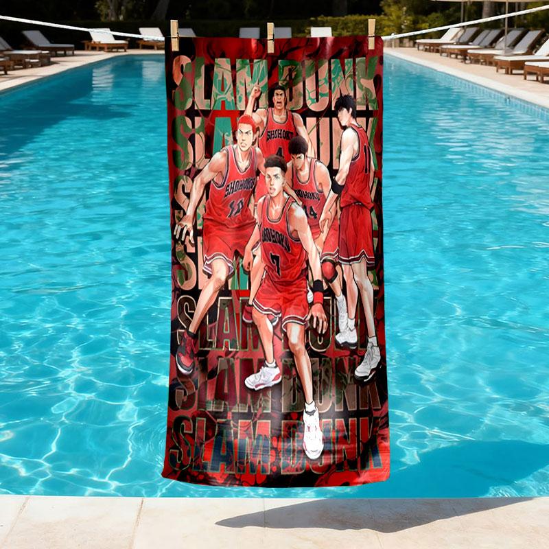 SLAM DUNK Print Beach Towel Design, Soft, Lightweight. for Home Bathroom, Spa, Pool, Yoga, Surfing, Camping, Gift for Family, Friend
