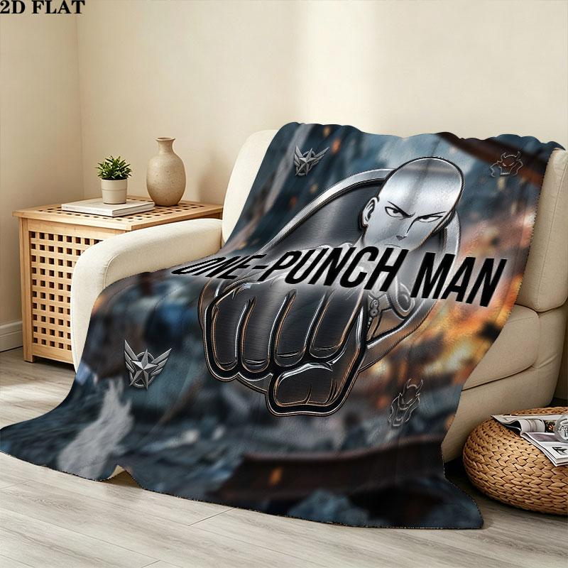 1PC Onepunch Man Patterned Flannel Blanket Suitable For All Seasons For Home Decor Warmth And Comfort Gifts Holiday Present