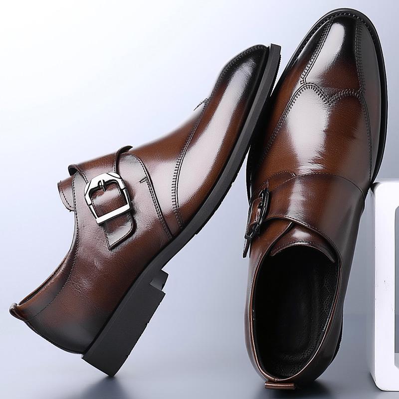 Spring Autumn New Men's Genuine Leather Shoes Fashionable Business Dress Shoes Elegant Men's Banquet Brogue Shoes Free Delivery