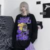 Женская футболка с длинным рукавом для девочек, одежда, футболка, одежда, корейская модная футболка Harajuku, черная уличная одежда с рисунком феи