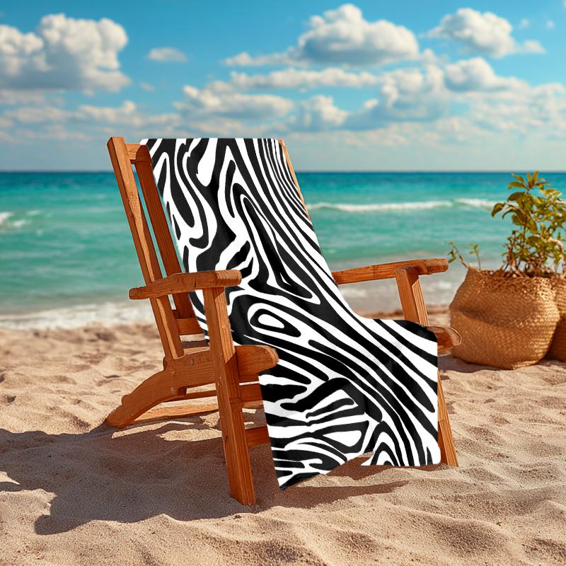 1Pc Abstract Zebra Beach Towel, Quick Dry, Multi-Use for Beach Pool Gym Yoga Home Travel, Christmas, Halloween, Xmas Gift S929605
