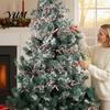 Lightweight Bendable Garland 24.6FT Christmas Wire Garland, Red Green Leaves/Striped Candy/Snowflake Shiny Tinsel Staircase Handrail Garlands for Xmas