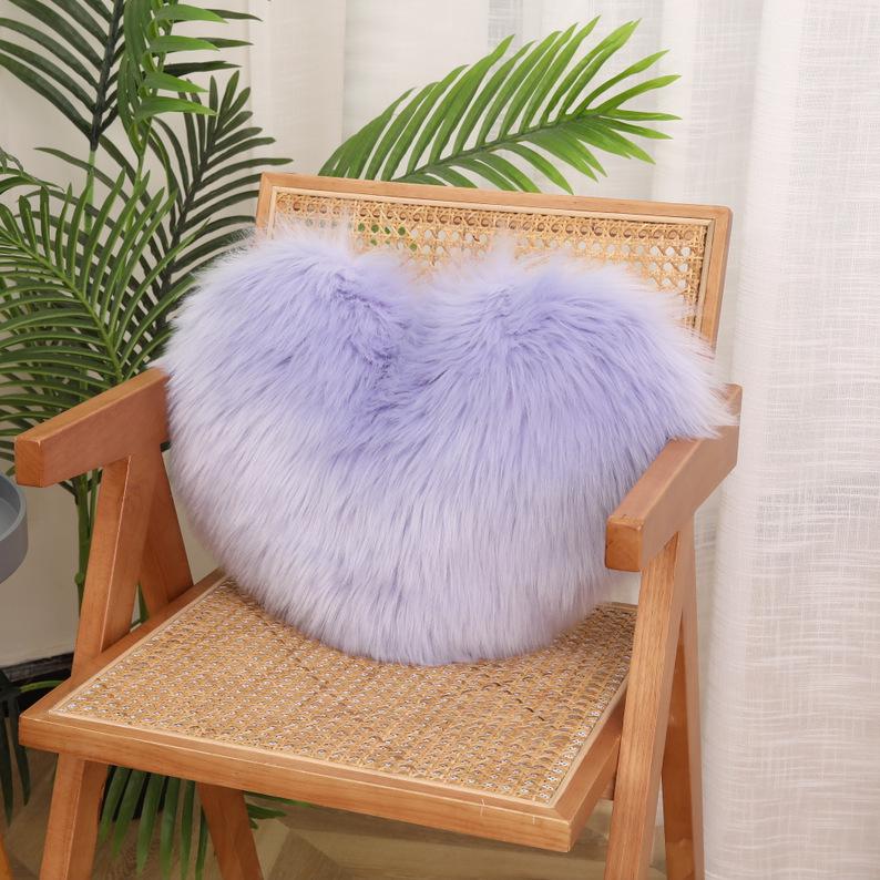 Подушка-подушка в форме сердца из искусственной шерсти, плюшевая