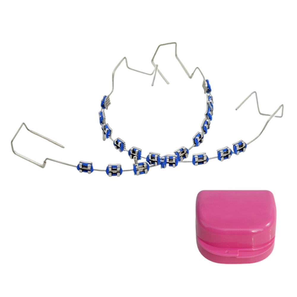 2 шт. Модные стоматологические накладные брекеты Металлические дуги Брекет Временное украшение зубов Ортодонтические лигатурные резинки для ежедневной защиты зубов