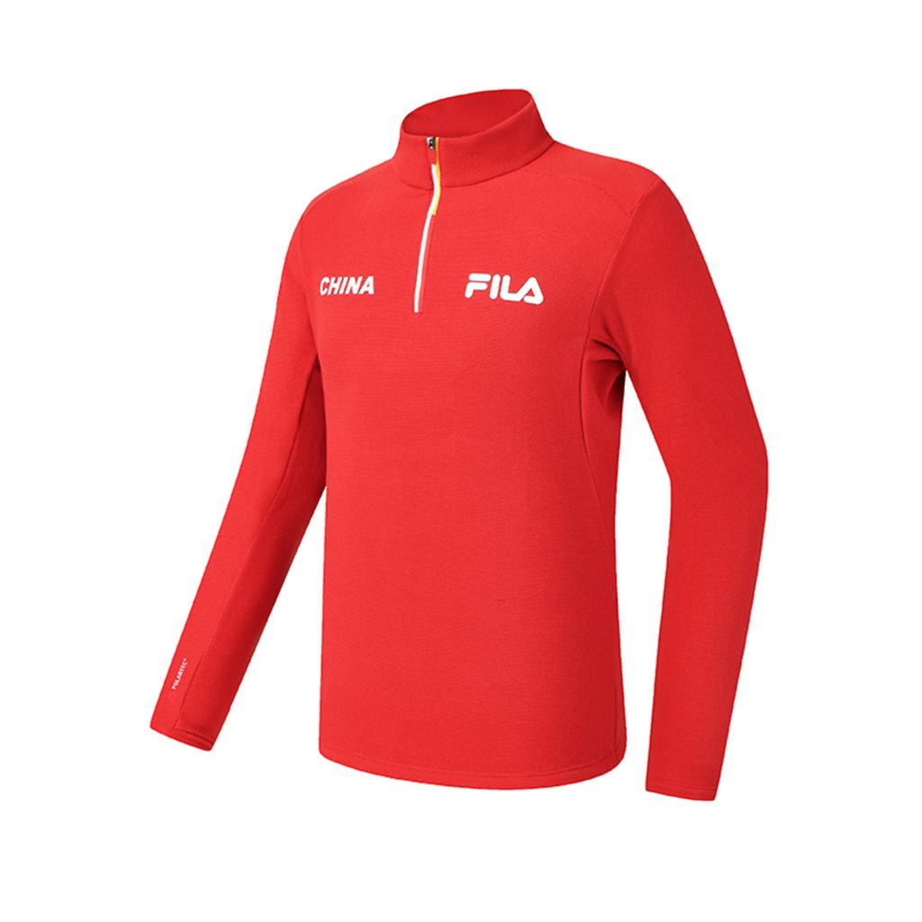 Fila Исследуйте Минималистичный Характер Спортивные Тренировки На Открытом Воздухе Горы Удобная Рубчатая Флисовая Футболка с Длинным Рукавом Мужские топы Горячий Красный A11M617214FRD