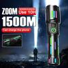 High Power LED Flashlight Strong Light 1500M Long Range Zoom Flashlights Rechargeable USB Torch Hunting Fishing Hand Lamp