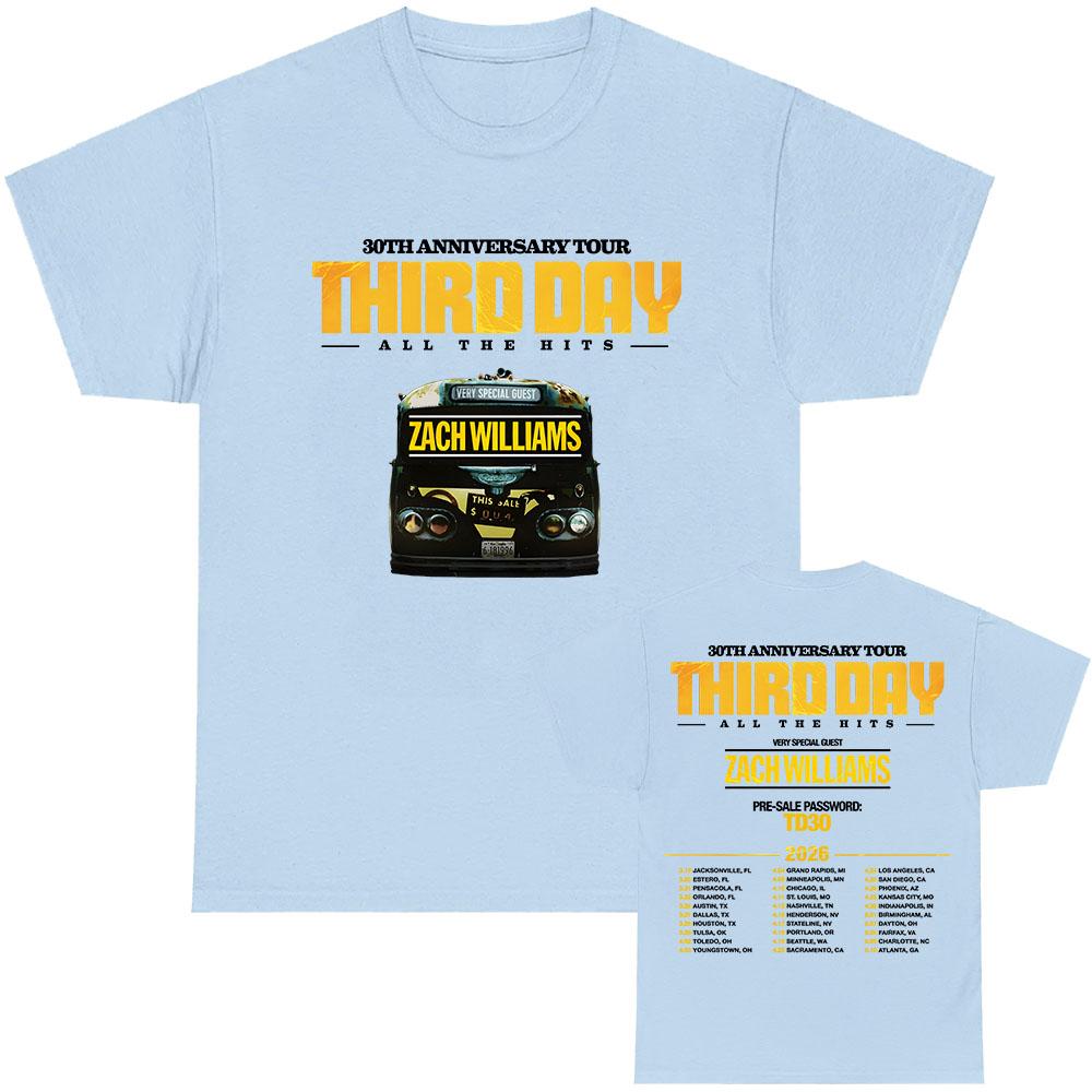 Third Day Third Day 30th Anniversary Tour 2026 T-shirt Unisex Streetwear Cotton Short Sleeve Tshirts All The Hits Print Tee