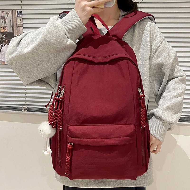 Сплошной цвет, студенческий рюкзак большой емкости, школьный рюкзак для младших и старших классов, женская школьная сумка