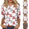 Women's Fashion Christmas Print Casual Long Sleeve Round Neck T-Shirt Top
