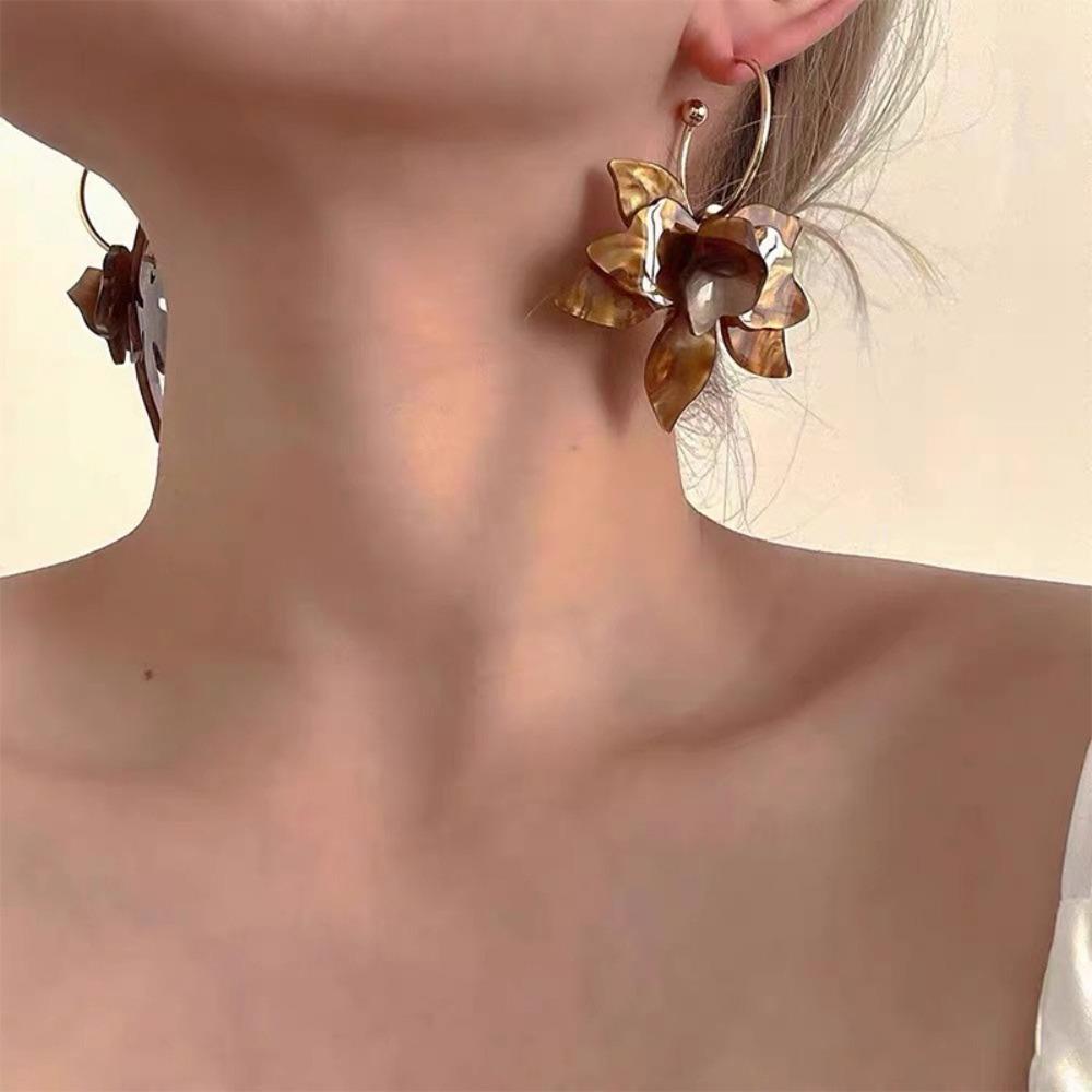 Floral Earrings Stud Acrylic Flower Drop Earring New Petal Earrings Ladies Girls