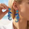 Серьги-подвески с морским коньком и стразами в стиле легкой роскоши для женщин, серьги с синей эмалью в виде морских животных, летние украшения