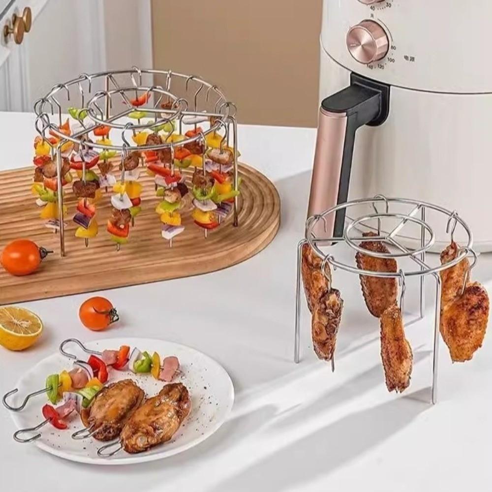 Heat-Resistant Air Fryer Skewer Stand Stainless Steel Skewers Rack Home Kitchen