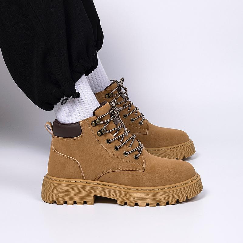 Глобальные ботинки Мартин на толстой подошве мужские ZHQ-HY2160 осенние популярные универсальные ретро мужские туфли уличные повседневные ботинки цвета ревеня