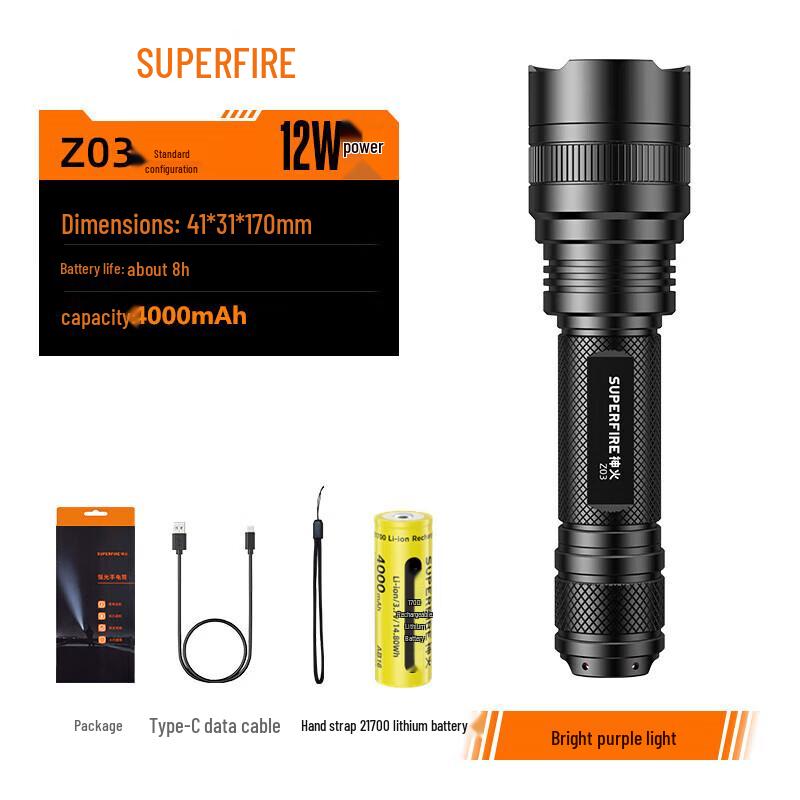 SupFire Z03 365nm UV Wood's Lamp Inspection Flashlight