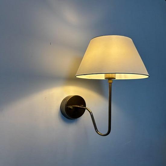 Antique Brass Wall Sconce | 1950s Wall Lamp with Shade | Mid Century Modern Wall Light | Wall Mounted Lighting Fixture