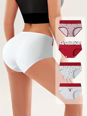 4 шт. женские трусики с высокой талией нижнее белье с принтом женские трусы тонкие дышащие хлопковые трусы сексуальное женское нижнее белье больших размеров