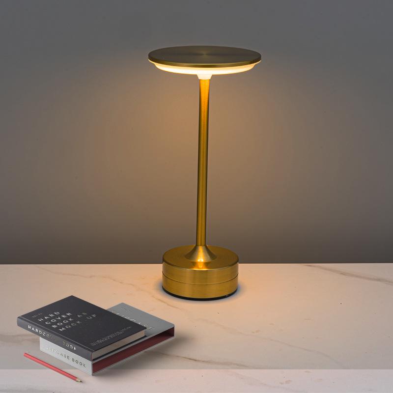 LED Retro Touch Table Lamp – Induction Flying Saucer Design for Hotels & Restaurants, Rechargeable I-Shaped Metal Lighting Fixture.