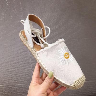 Модные эспадрильи с желтыми ромашками, женские, на крестовой шнуровке, обувь рыбака, женские слингбэки, плоская подошва, тканевые сандалии-гладиаторы