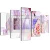 Five Piece Picture Canvas Print Flower Abstraction Purple