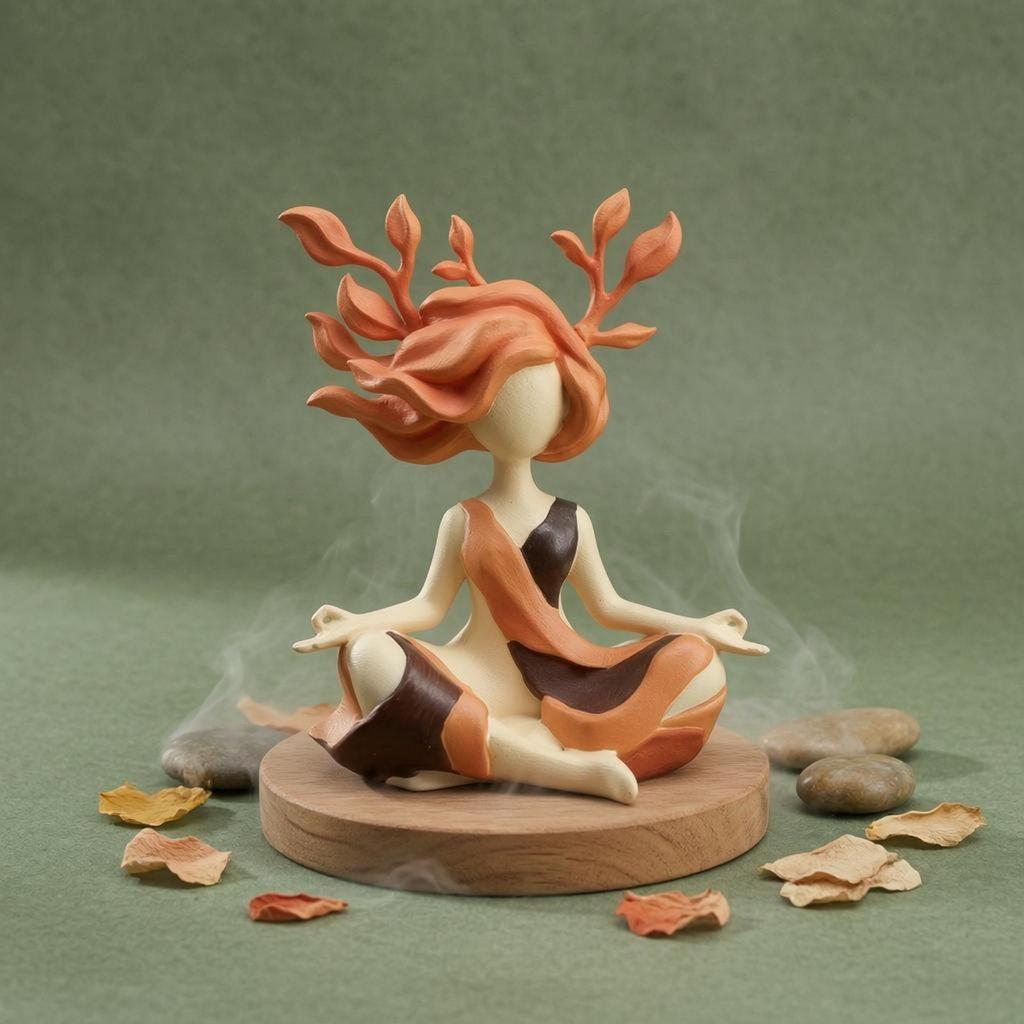 Meditation Deity Statue Layered Color Bands Tabletop Ornament Mudra-Like Hands