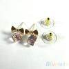 Women Shimmers Chic Bowknot Shiny Cube Rhinestone Ear Studs Cute Dangle Earrings