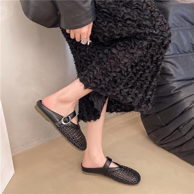 Туфли на плоской подошве из мягкой кожи, мягкая подошва не устает, сандалии на плоской подошве с мелким вырезом, лето 2025, новая женская ленивая обувь на один шаг