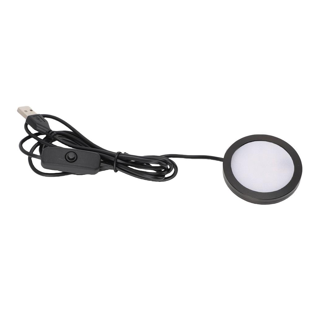 LED Round Light Ultra Thin Aluminum Casing Under Counter Lighting with 1.5m Cable for Ceiling Bedroom Kitchen USB Plug