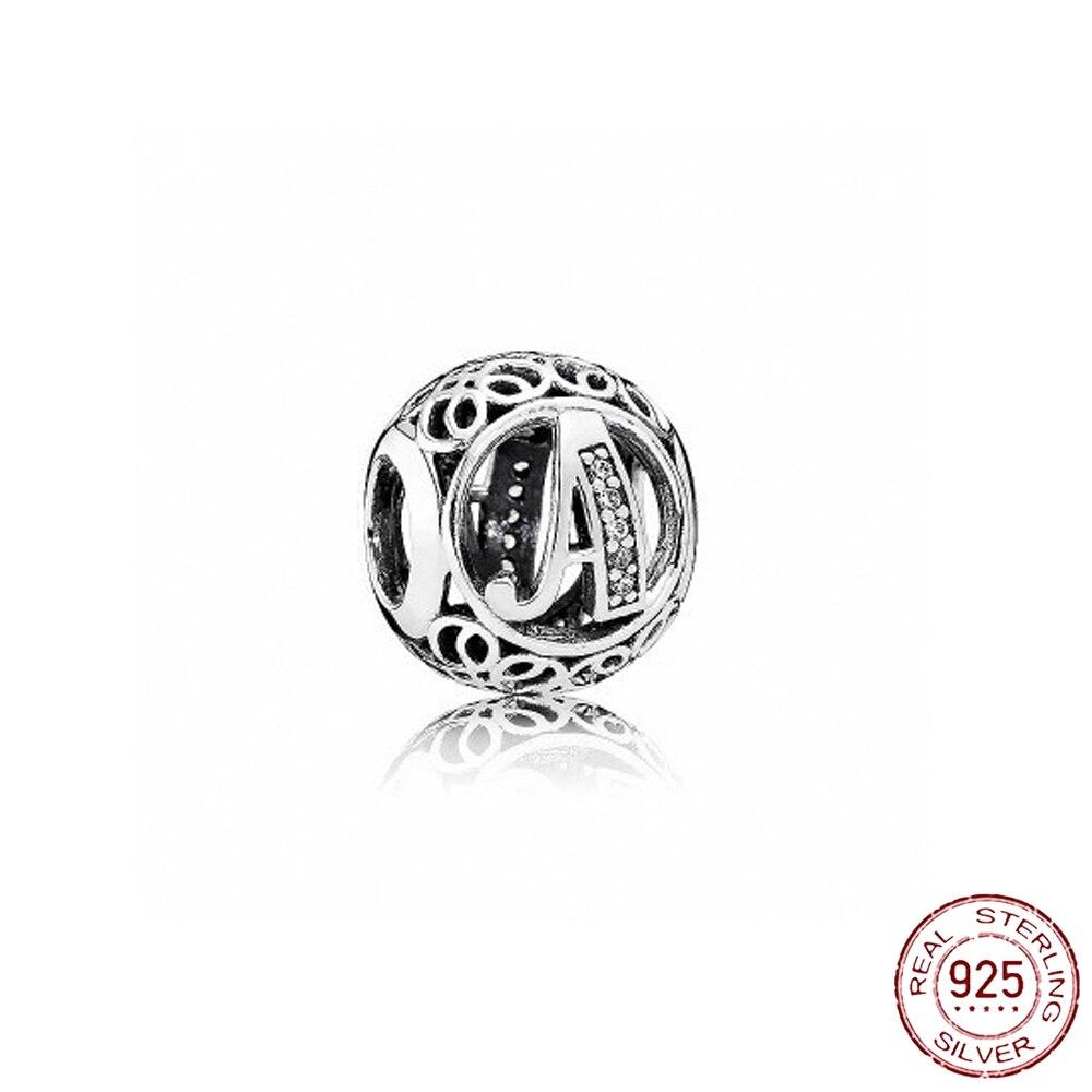 Браслет-подвеска из серебра 925 пробы с буквами AZ и буквами, бусины с именем для женщин, DIY кулон, изготовление ювелирных изделий