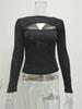 Women's Spring 2026 Slim Fit Hollow Out Long Sleeve Top