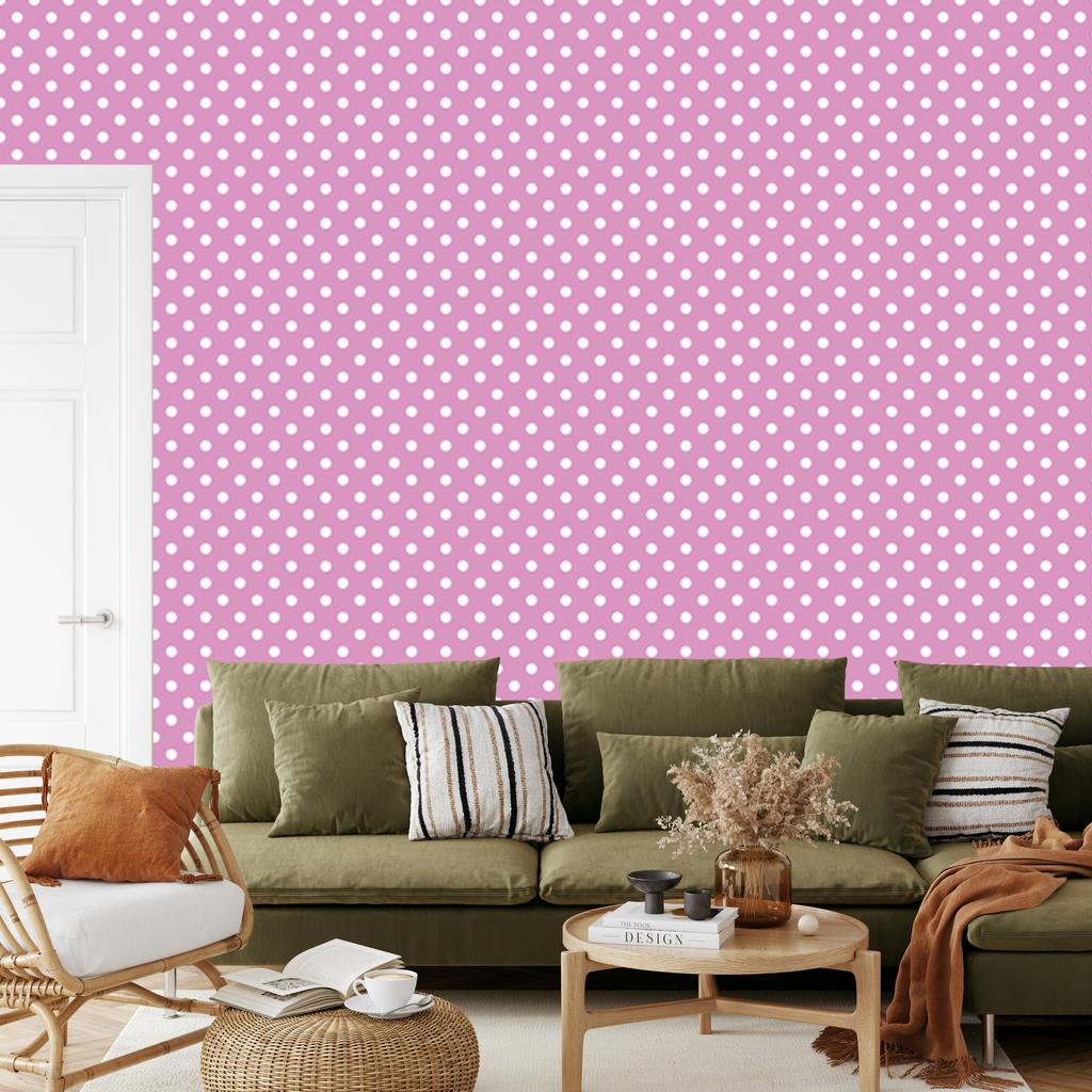 Powder Pink Dots Wallpaper, Soft Forms for Living Room and Bedroom 50x1000