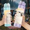 1PC White Cockatoo Bird Side Portrait 750ml Color Plastic Sports Water Bottle Leakproof Flip Straw Lid Suitable for Sports Office Home Use