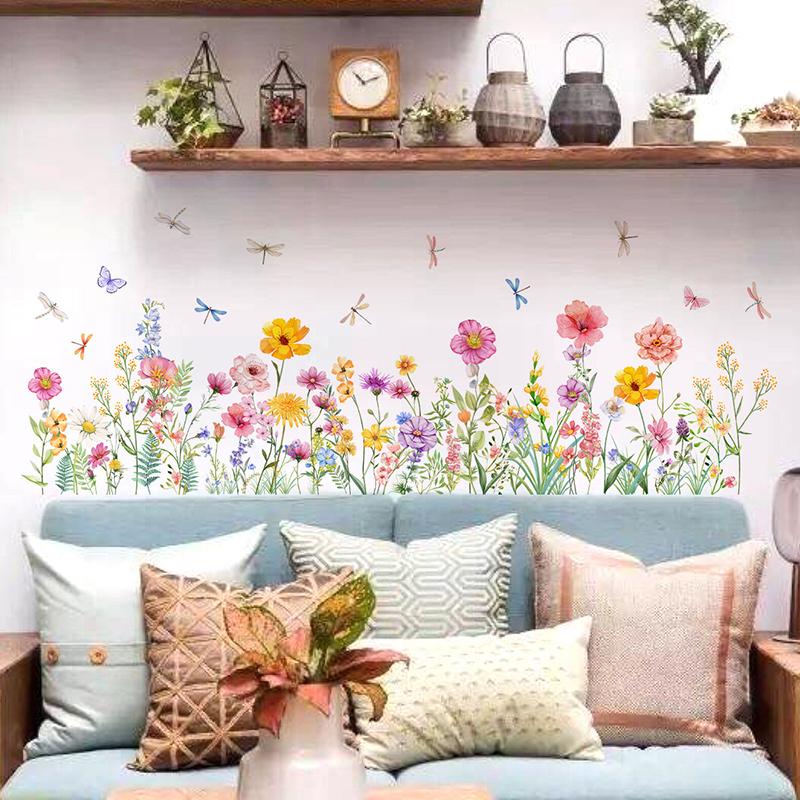 Красочные наклейки на стену Цветы Бабочка Сделай сам Фрески Для Стекла Окна Спальни Ванной Комнаты Домашнее Украшение Обои