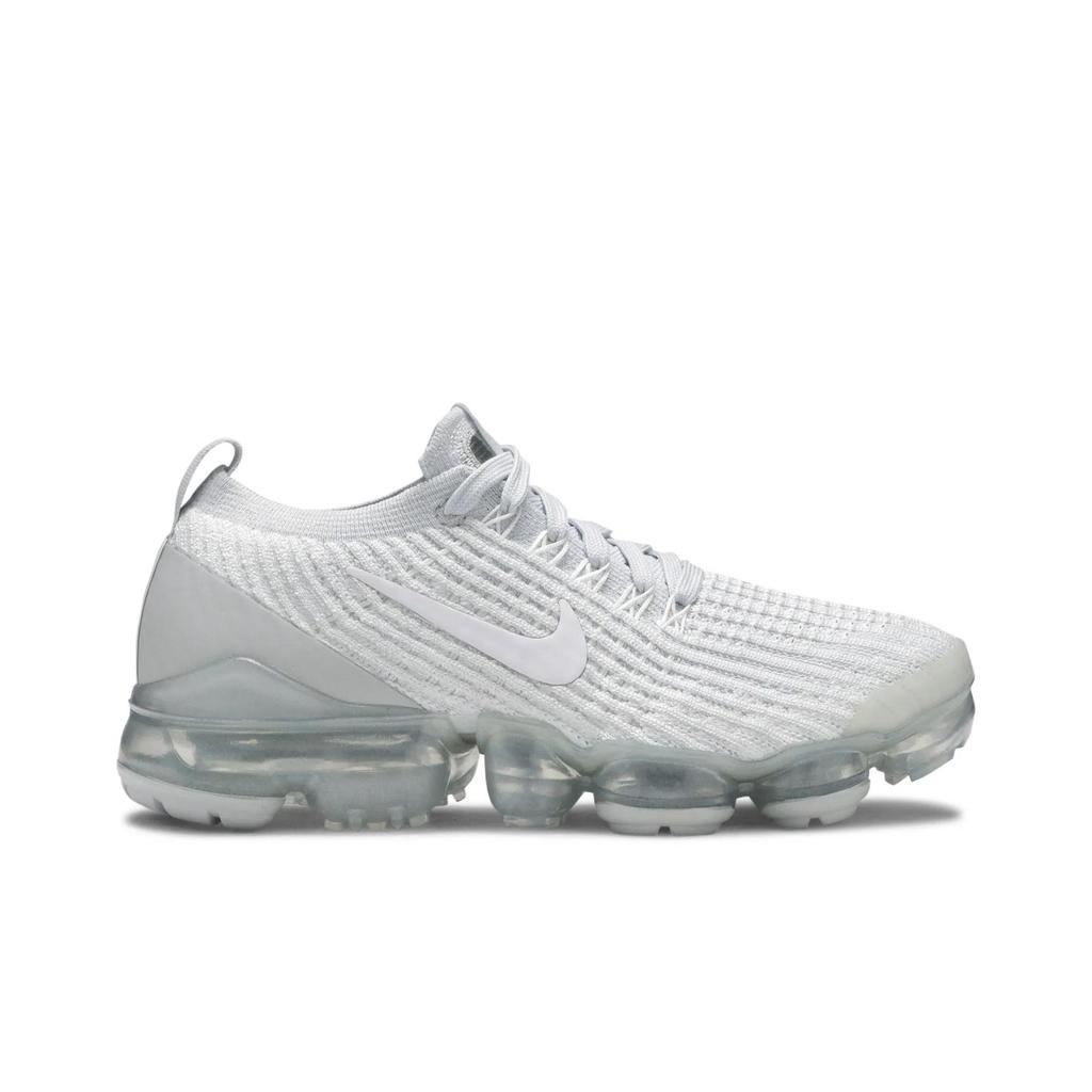 Nike Womens Air VaporMax Flyknit 3 'Pure Platinum' (women's sizes) White / White-Pure Platinum-Metallic Silver Running Shoes AJ6910 100