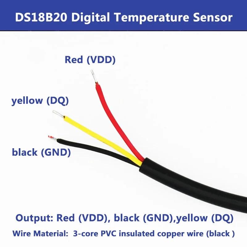 Цифровой датчик температуры DS18B20 с зондом с резьбой G1/2", диаметр 8 мм, 3-жильный ПВХ-провод, корпус из нержавеющей стали SUS304, длина 30-200 мм