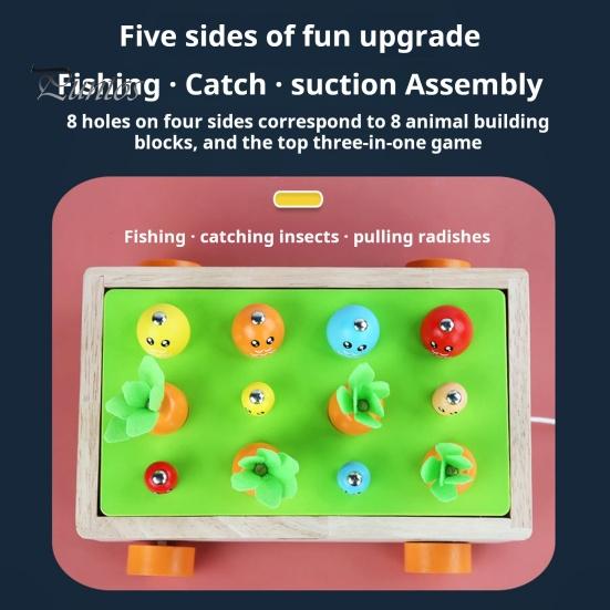 Монтессори деревянная ферма головоломка игрушка для детей 1 2 3 лет красочная морковка урожай игра с червяками рыб магнитная ловля занятие образовательное обучение