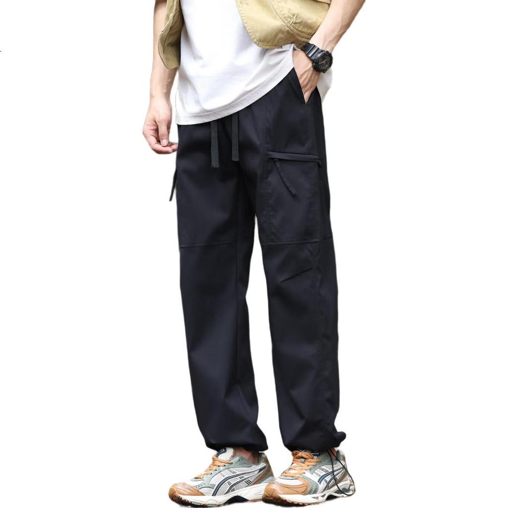 Dingfengbaoluo Men's Sports Casual Pants, Summer Outdoor Tactical Straight-Leg Loose-Fit Fashionable Versatile Trousers, 29033 Black 4XL