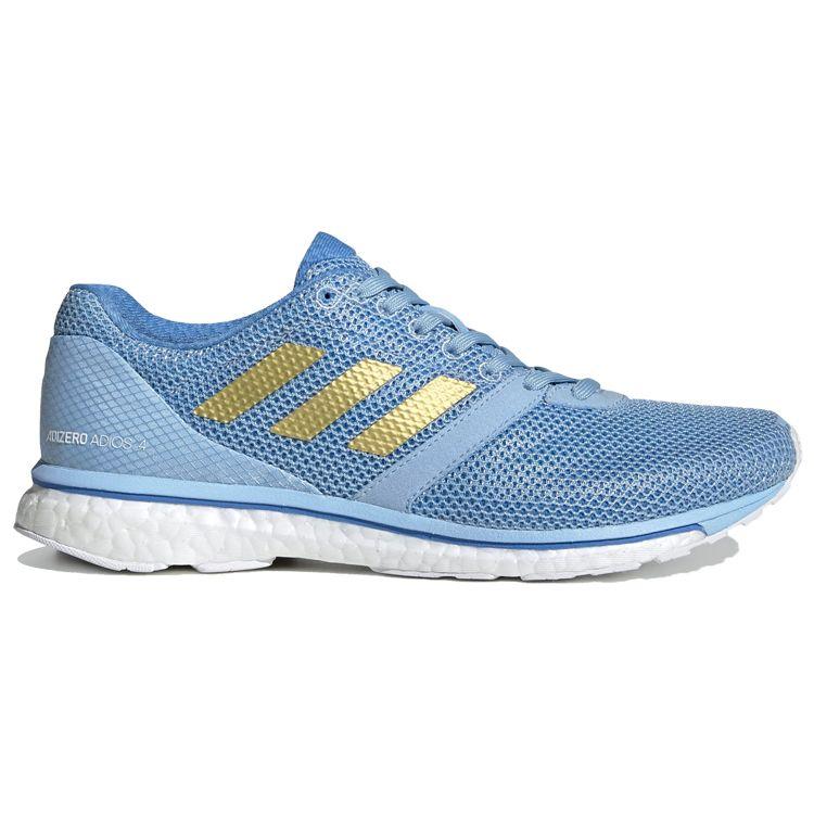adidas Adizero Adios 4 Прочные Амортизирующие Нескользящие Низкие Беговые Кроссовки Женские Синий Белый Золотой EF1458