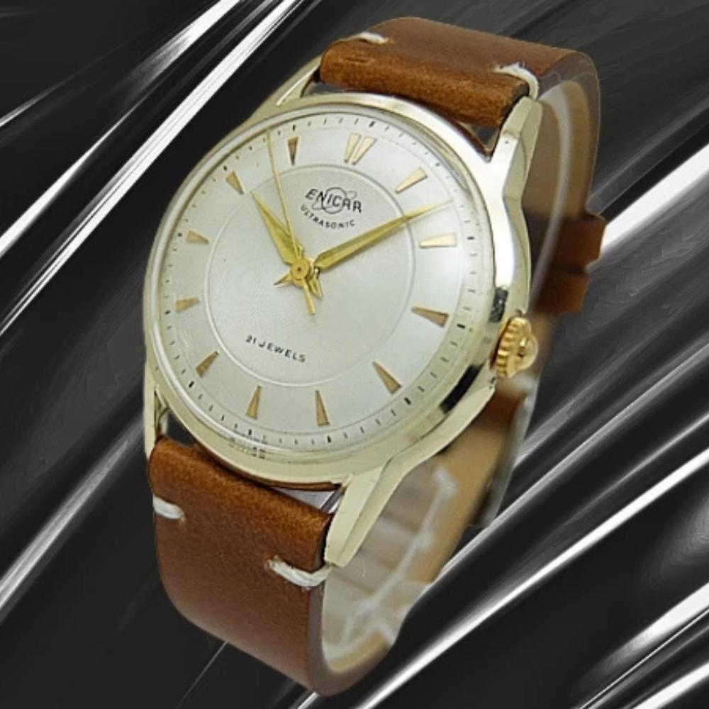 ENICAR ULTRASONIC Ref.100/88CRS 21 Jewels Cal.AR1010 Silver Dial, GP/SS Case, Manual Winding (1960s) Used