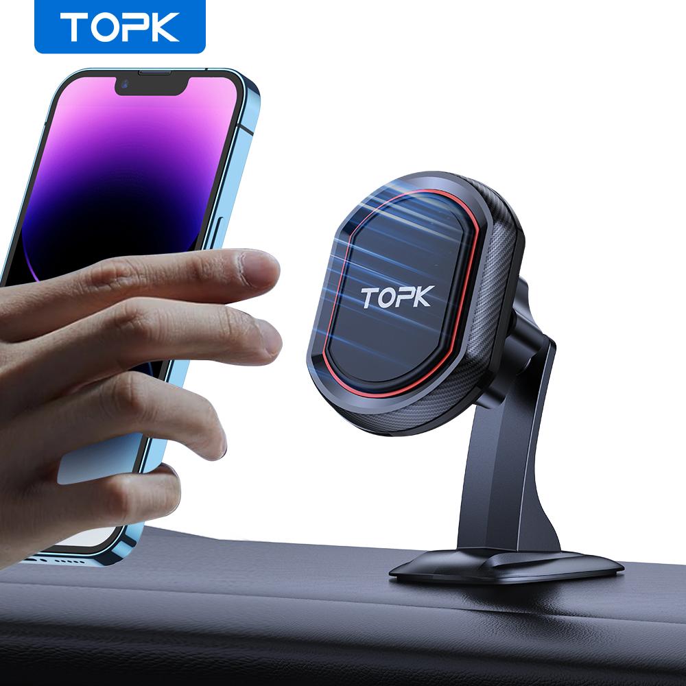 TOPK Magnetic Car Phone Holder Enhanced Adhesion Resistant to High Low Temperatures Magnetic Car Dashboard Phone Mount Holder