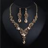 Super Flash Crystal Gem Necklace Earrings Set Clavicle Bride Dinner Accessories