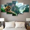 HD Print Canvas Wall Art Pictures Modern Living Room 5 Panel Tiger And Mountain Waterfall Home Decoration Posters No Frame
