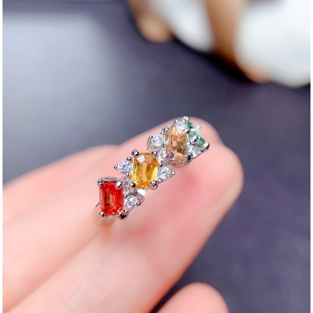 Adjustable Open Ring Imitation Natural Tourmaline Stacking Band for Women Girls Fashion Jewelry Gift